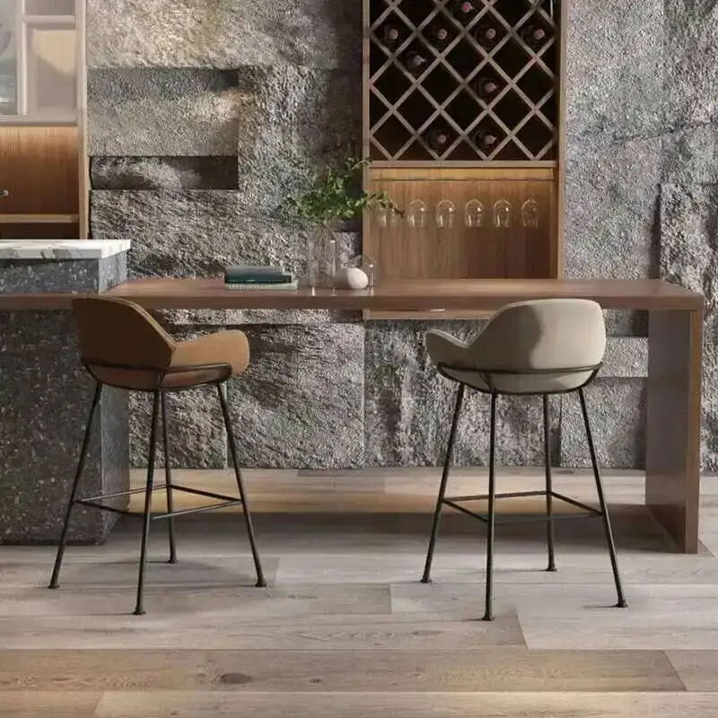 

Nordic Backrest Iron Chairs Bar Armchair Creative High Chair Ins Simple Bar Stool Home Bar Chair B