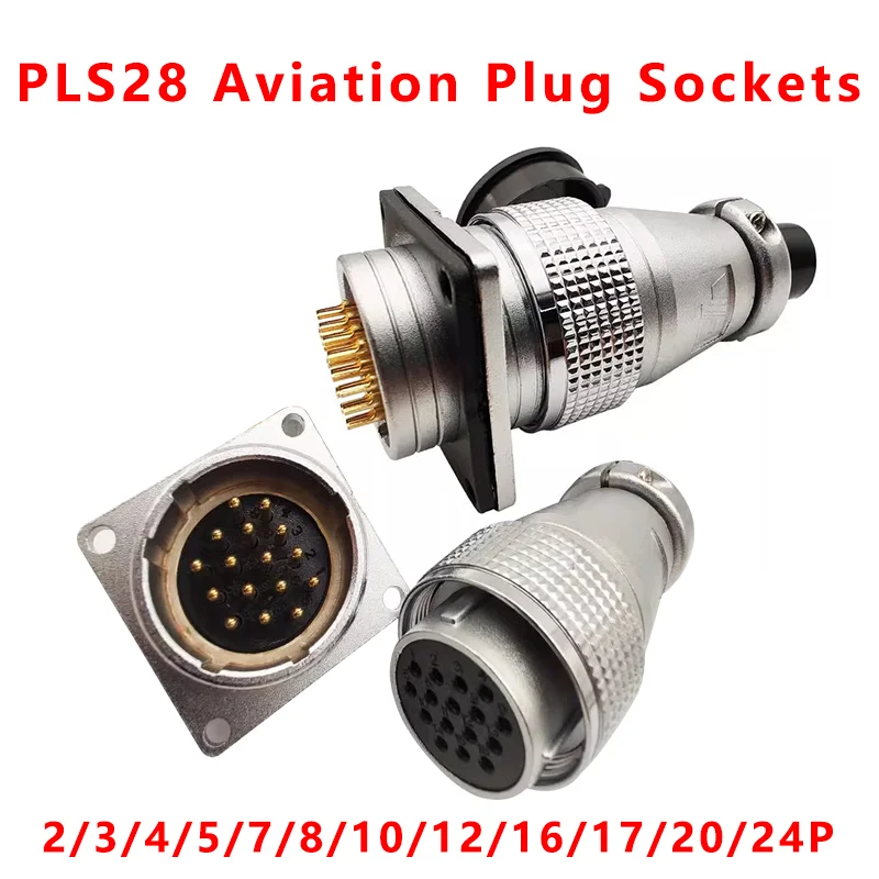 PLS28 Aviation Connector Plug, 2/3/4/5/7/8/10/12/14/16-26Pin Male & Female Socket, WS28 Industrial Circular Electrical Connector