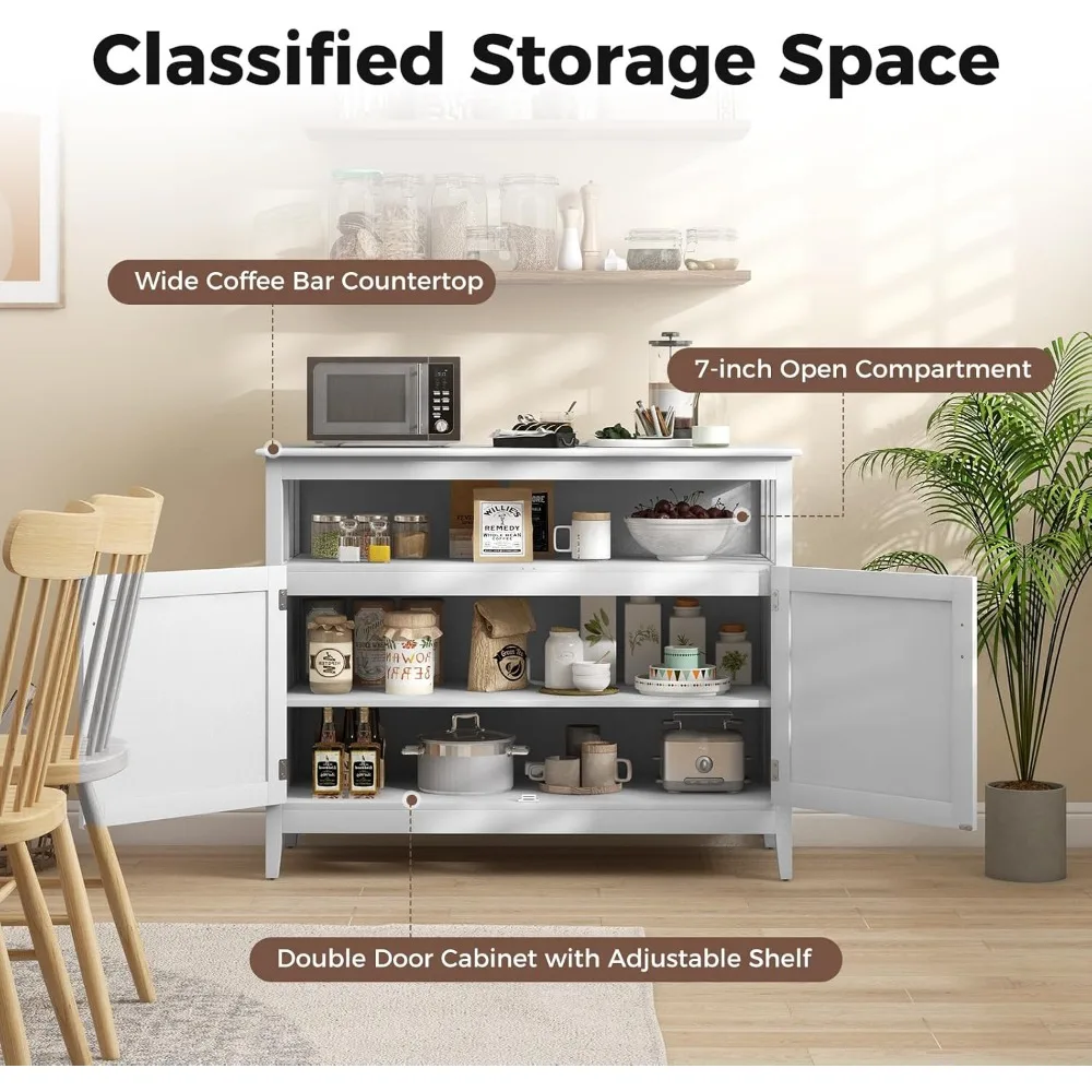 Armadietto a buffet con contenitore, bar da caffè con ante, consolle per credenza da cucina, ripiano regolabile, deposito di liquori per sala da pranzo