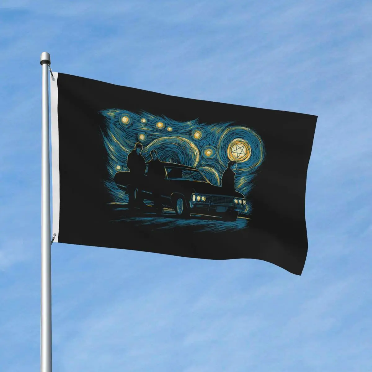 Supernatural Night Flag Outdoor Banner 2 Grommets The Starry Night Vincent Van Gogh Decoration Fade Proof 2x3 3x5 4x6 FT Flags