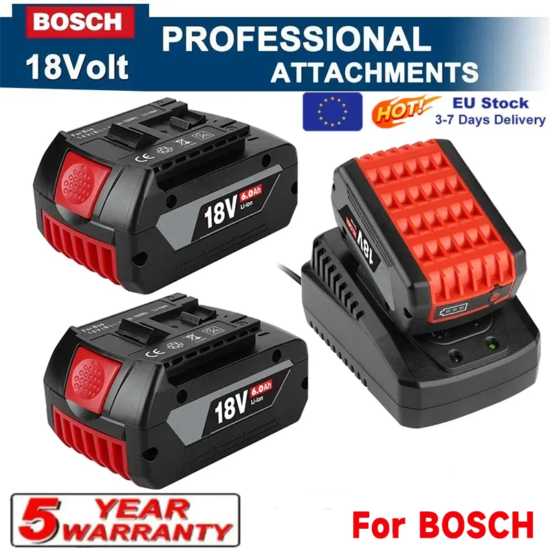 For BOSCH 18V Battery Accessories Rechargeable Lithium Ion Suitable for BAT609 BAT609G BAT618 BAT618