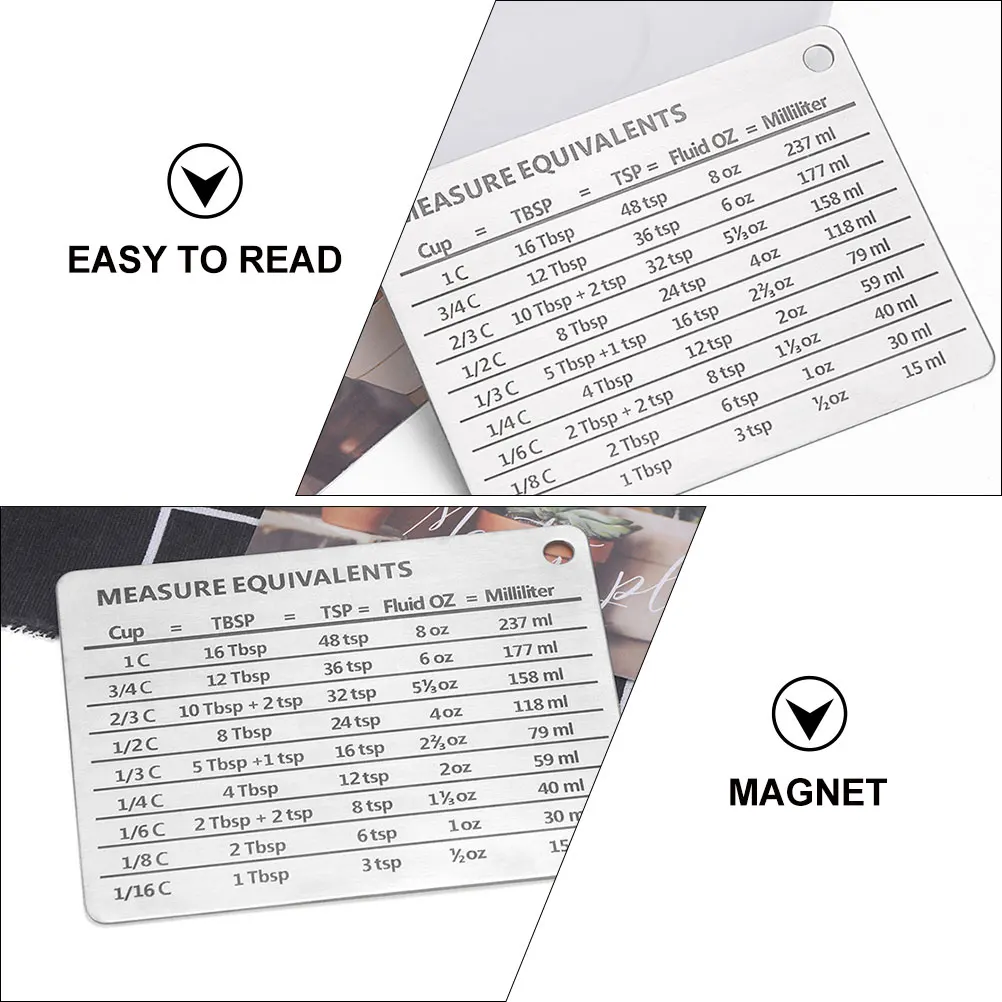 

Stainless Steel Fridge Magnet Measure Equivalents Conversion Chart for Kitchen Cooking Baking Tool Wall Hanging Gift