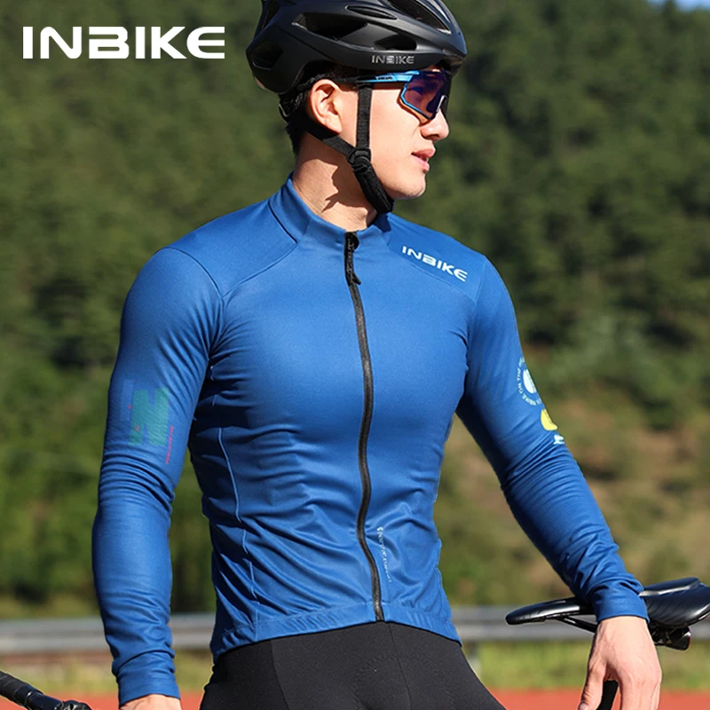 

INBIKE Men's Fleece Thermal Cycling Jacket Winter Warm Bicycle Jersey Long Sleeve Moisture Wicking Biking Wear for Mountain Road
