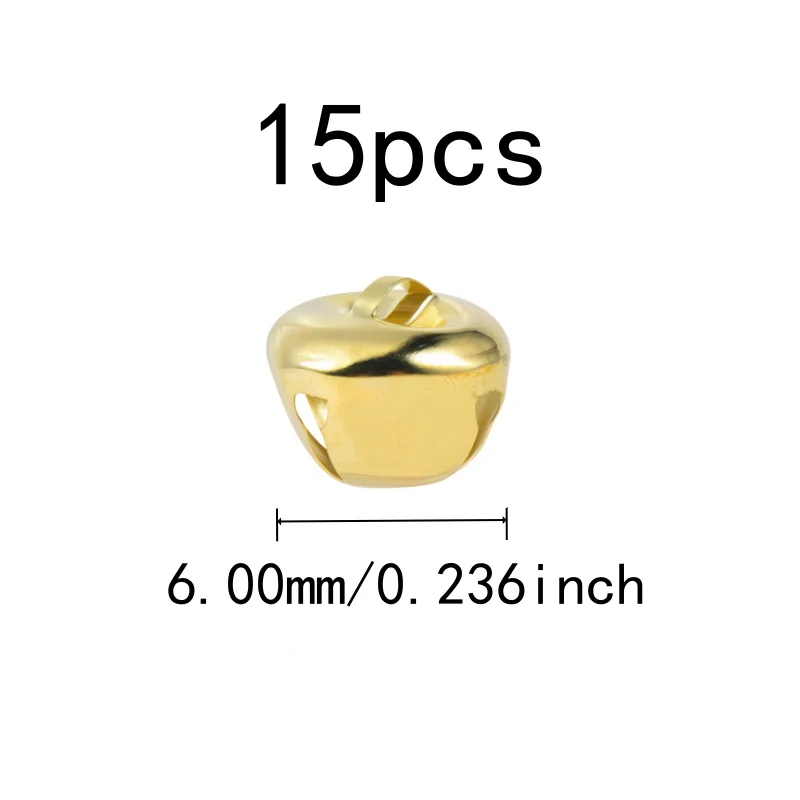 Small Delicate Size 6mm Christmas Decoration Bells 15 pcs, perfect for Christmas Tree Decor, Metal Alloy Material, Gold