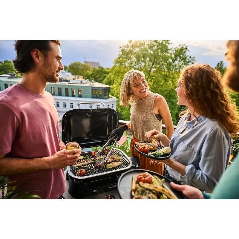 Lumin Outdoor Electric Barbecue Grill, Black - Great Small Spaces such as Patios, Balconies, and Decks, Portable and Convenient