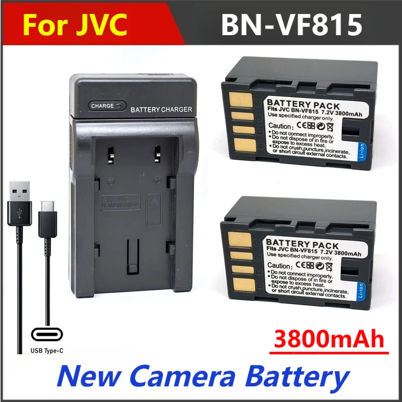 

3800mAh BN-VF815 VF815U VF815AC Battery Charger For JVC GC-PX10 PX100 D720US D720EK D725 D740 D760 GZ-HD3 HD5 HD6 HD7 HD10 HD30