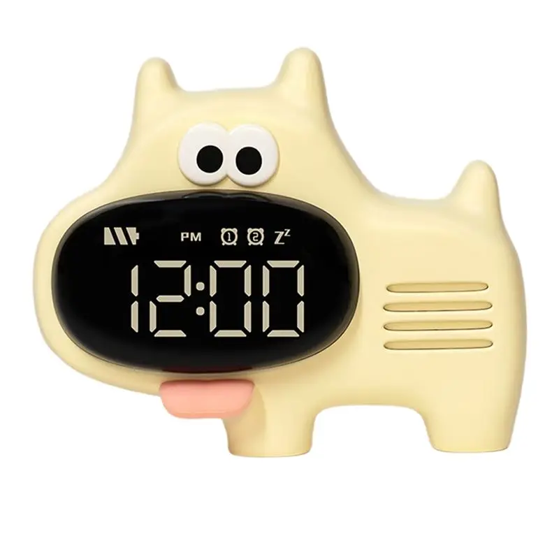 ABJI-Big Nose Dog Clock, Hour Announcement, Five Sets Of Alarm, Usb Charging, Snooze Alarm Yellow