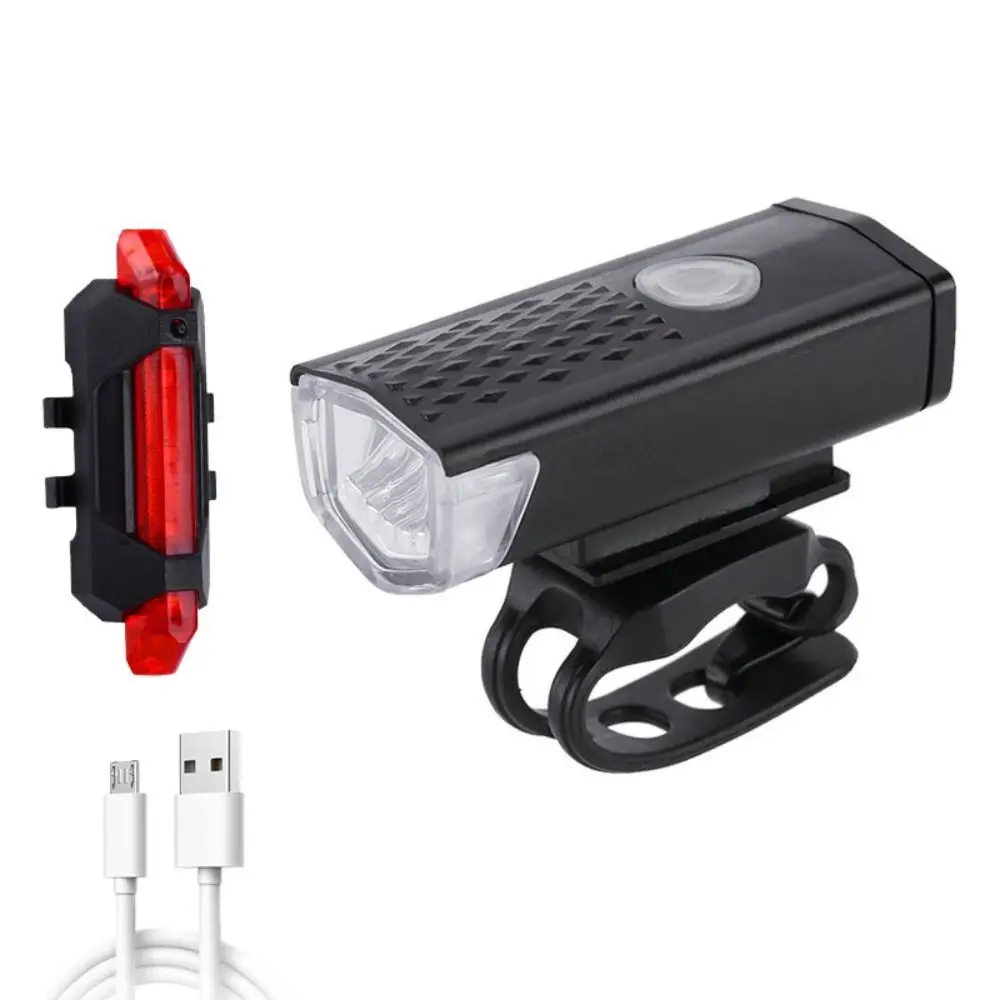 USB Rechargeable Bike Light Set Waterproof Easy To Install Night Lights Front Light with Taillight 3 Modes Outdoor Riding Lights