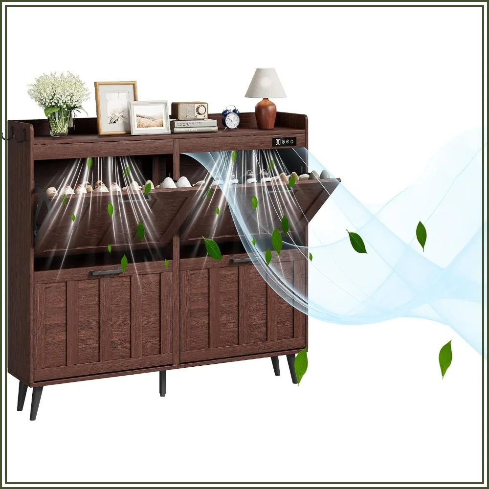 ChooChoo Shoe Storage Cabinet with 4 Flip Drawers and Deodorizer