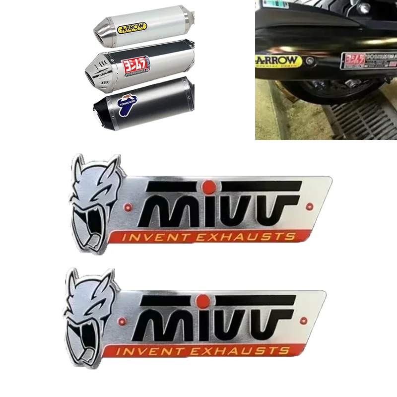 2Pcs Motorcycle Exhaust Pipe Decals For Yoshimura Honda Yamaha Suzuki BMW Aluminium 3D Heat-resistant Muffler Decals Sticker