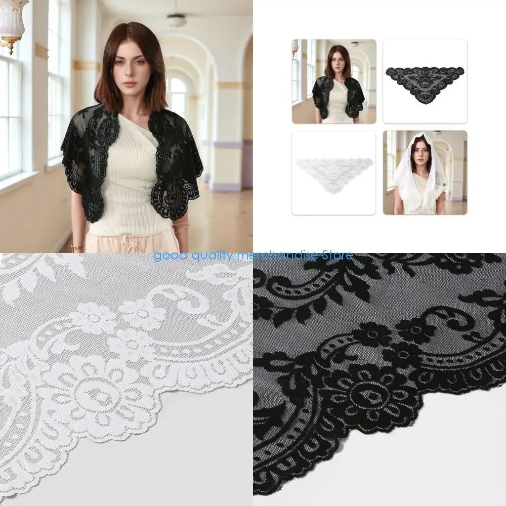 

Y5JD стильный вышитый шарф для невесты, моющийся в машине тканевый головной убор треугольной формы для торжественного случая