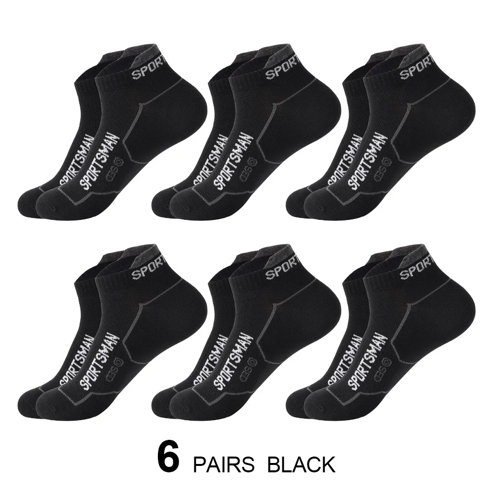 6 Pairs High Quality Socks Men\'s Summer Man Short Socks Breathable Ankle Socks Cotton Sports Socks Black Thin Cut Run Men Socks