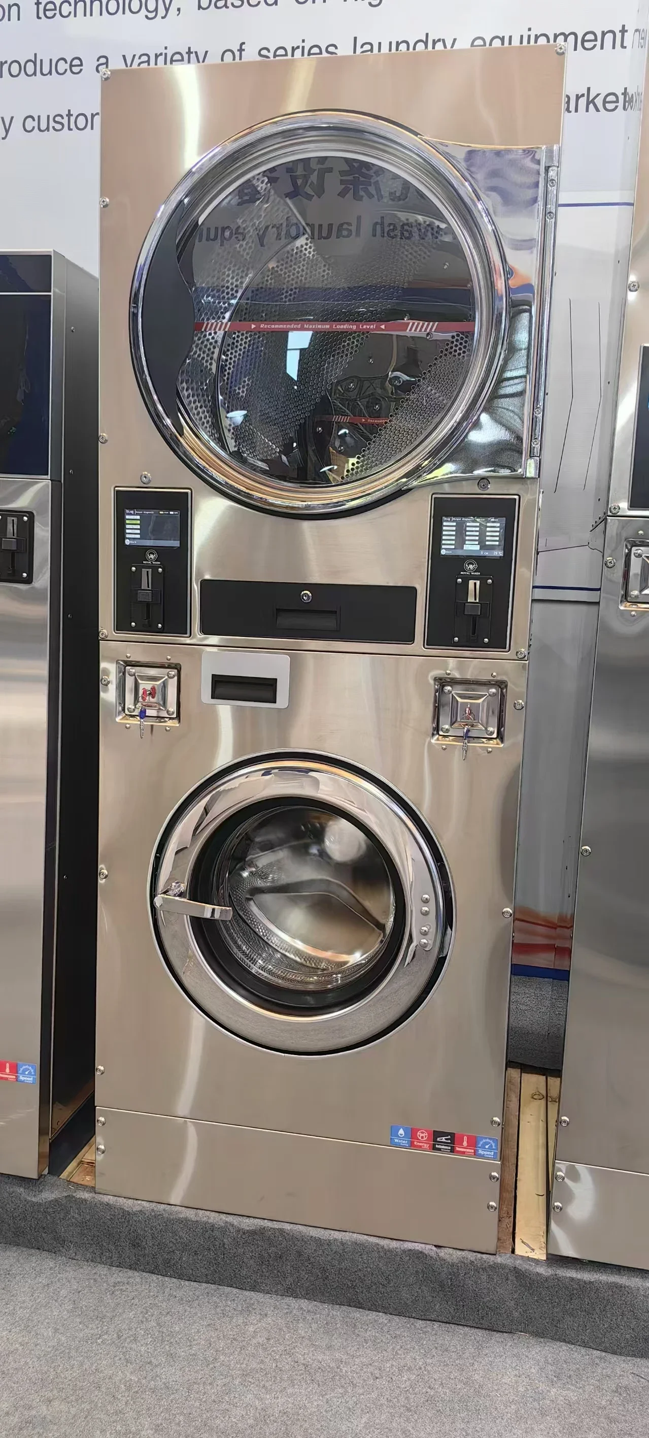 Laundromat for sale 16-22kg professional commercial laundry equipment fully automatic stacking washer dryer