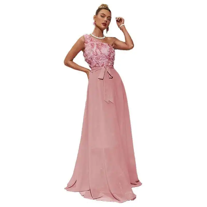 

Dress Elegant Ky029 Banquet Style One Shoulder Chiffon Long Evening Dress 2025 Summer Dress Robe Vestido Women Party