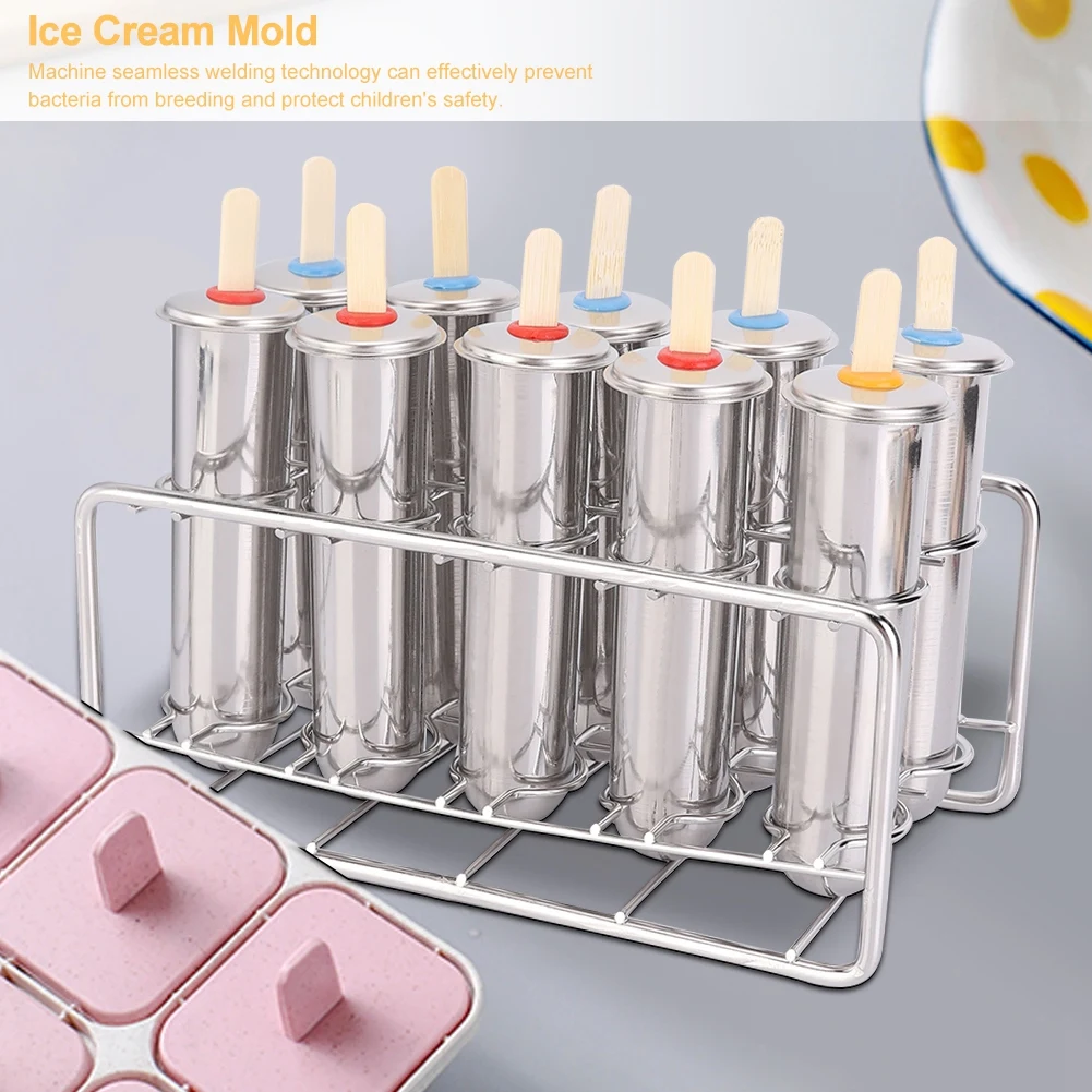 

Ice Cream Mold, Ice Cream Mold DIY Popsicle, Household 304 Stainless Steel Ice Lolly Popsicle Molds Kit