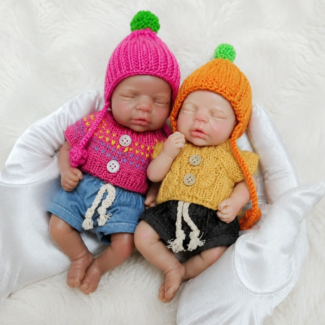 2 Sets Clothes/1 PCS Mini Palm 15cm Open Mouth Solid bebe reborn de silicona Girl Dolls With Painted Skin Washable Newborn Dolls