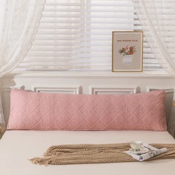 1pc Washable Cotton Linen Blend Double Pillowcase with Soy Fiber, Quilted Flower Pattern, No Core Long Pillow Cover,