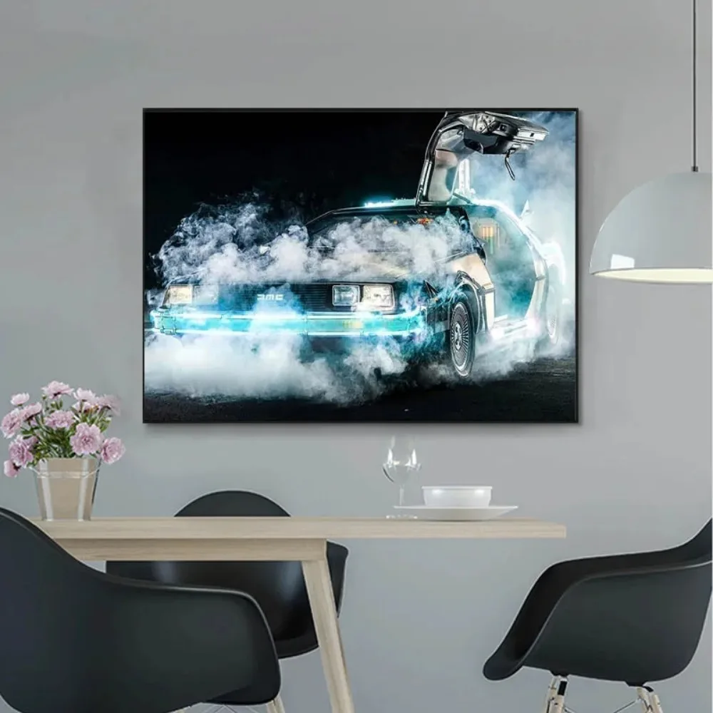 لوحات جدارية عصرية من الخلف للمستقبل ، فن عصري ، ملصقات سيارات ، قماش عالي الدقة ، لتزيين غرفة المعيشة ، 1985 #4