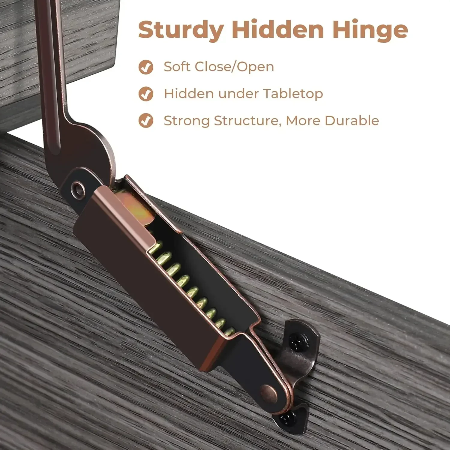 Farmhouse Coffee Table with Storage, Square Center Table for Living Room, Rustic WoodModern, Metal Corner, Grey