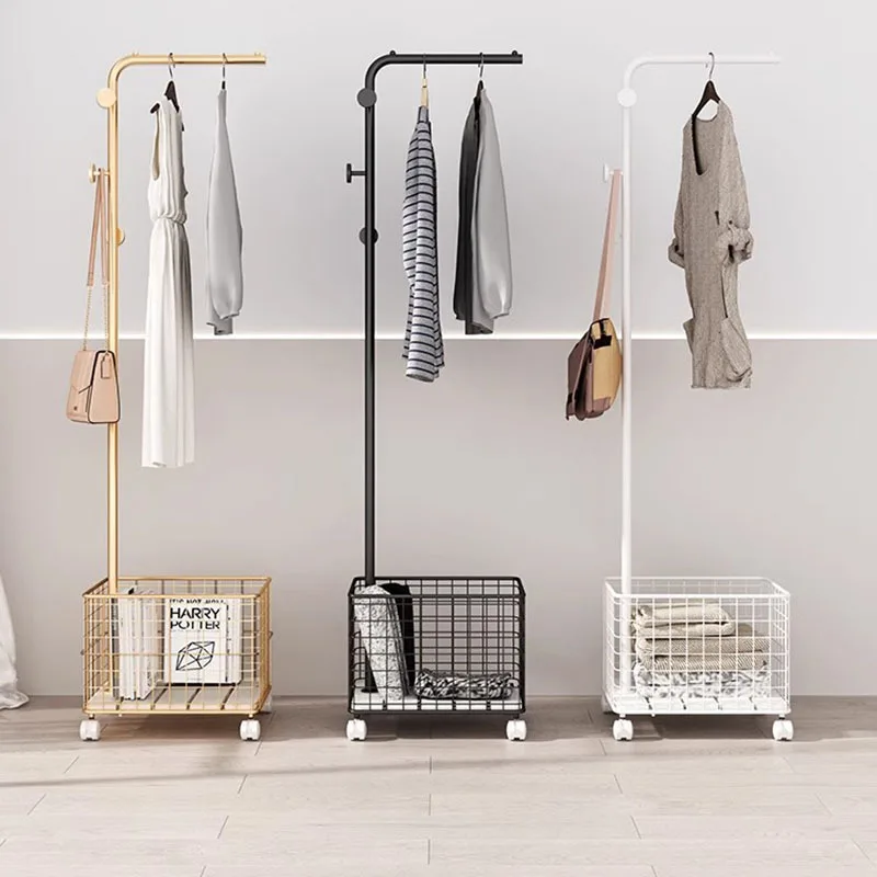 Entrance Hall Furniture Multifunction Home Clothes Rack Hanger Wall Shoe Iron Shelf Organizer Box Steel Room Perchero Woman Bags