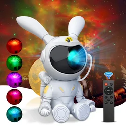 Space Rabbit Galaxy Star Nebula Projector Night Light LED Astronaut Porjector Lamp For Bedroom Home Decoration Children Gifts