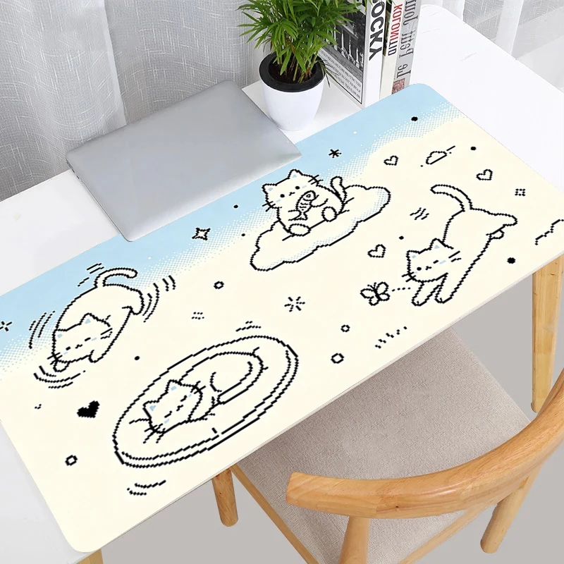 Low pixel cartoon Mousepad Cute Cat Computer desk mat Rubber Office Deskmat Game Keyboard Protect Mat HD Printing Gamer MousePad
