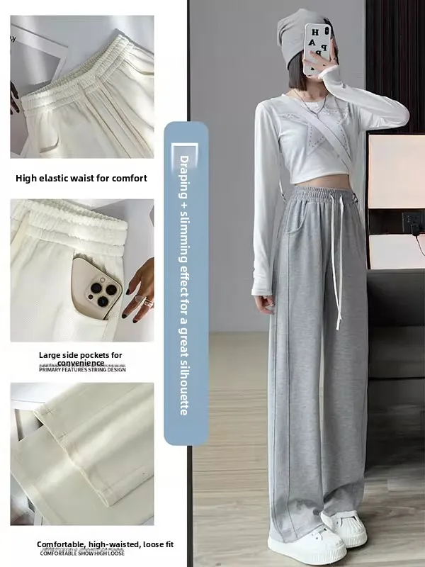 Faion Hohe Taille Drapierte Lose Gerade Bein Casual Jogginghose Herbst Neue Ankunft frauen Design Ele Pendeln Sle Hosen