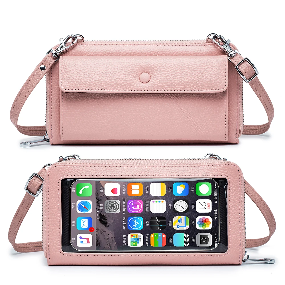 The new touch screen mobile phones package female transparent bag multi-function worn purse female miniature single shoulder bag