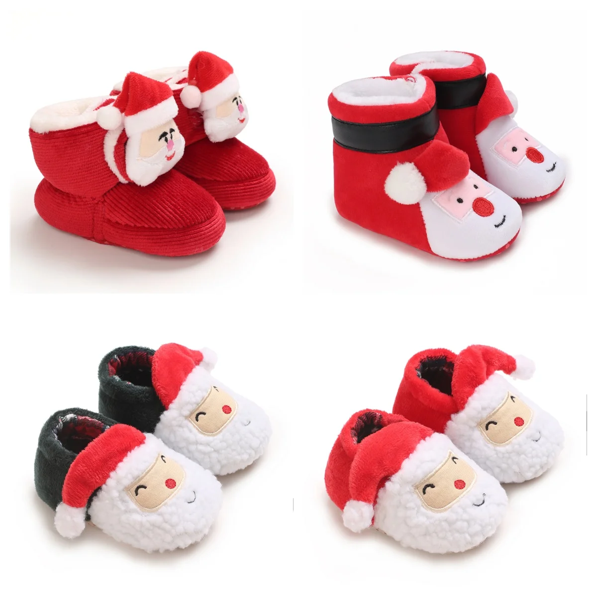 Infant Newborn Booties Santa Foot Socks Baby Christmas Boots Lovely Snowflake Santa Design Winter Warm Slippers Anti-Slip Shoes
