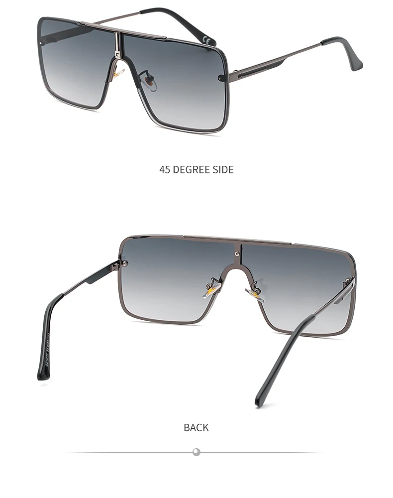 Übergroße Steampunk Einteiler-Sonnenbrille für Herren 2026 Luxusmarke Randlose Punk-Sonnenbrille für Männer Vintage Eyewear Shades – Detail 20