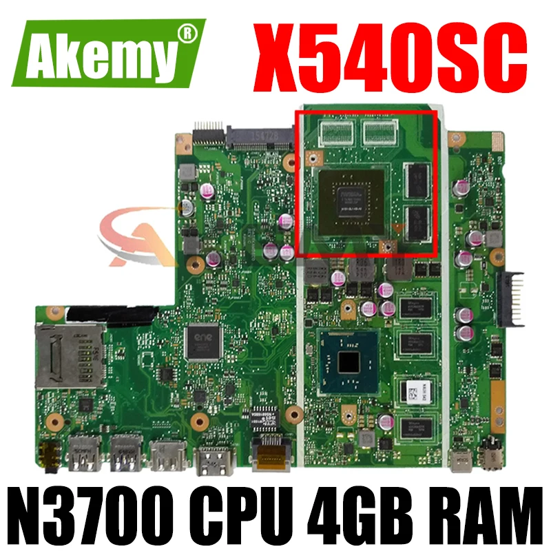 

X540SC N3700 CPU 4GB RAM N15V-GL1-KB-A2 mainboard REV 2.0 For ASUS X540S X540SC laptop motherboard 90NB0C10-R00010 Free Shipping