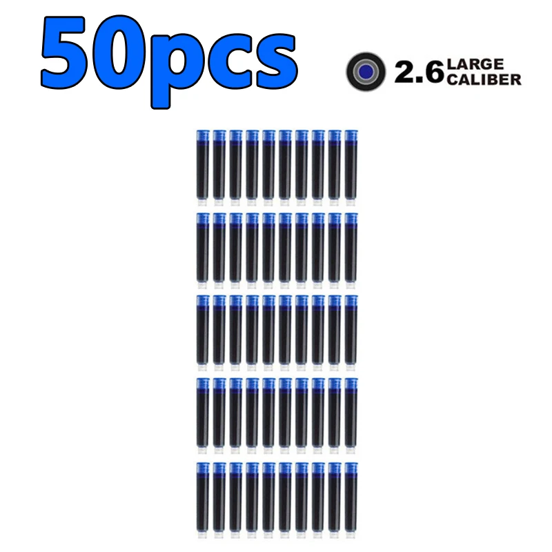 Füllfederhalter-Tintenpatronen-Set, Schwarz, Blau, Rot, Nachfüllung, hohe Qualität, Bohrungsdurchmesser für glattes Schreiben, 2,6 mm, 3,4 mm, 50 Stück, 100 Stück