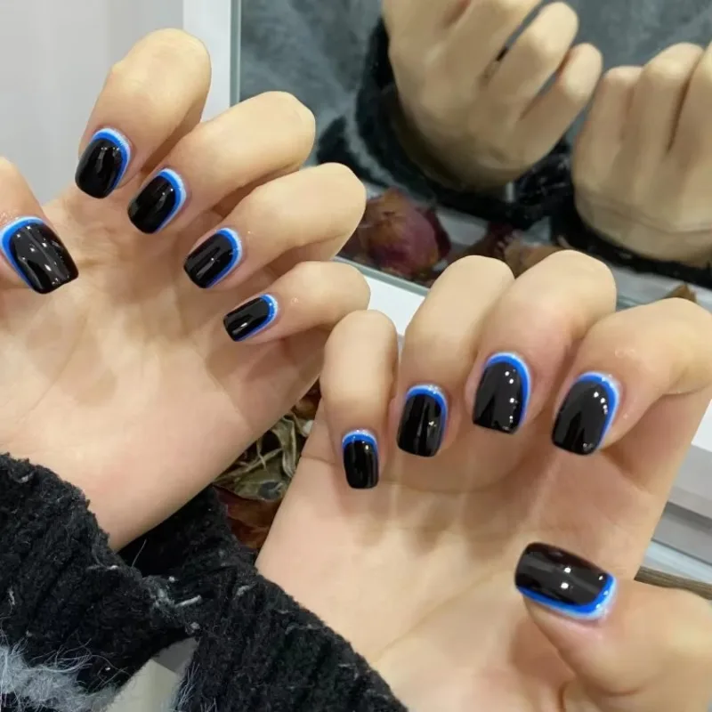 YTYIN اضغط على الأظافر على شكل اللوز الأظافر المزيفة المصنوعة يدويًا بتصميم حلو وطازج للفتيات مع أداة مانيكير مريحة في الارتداء #2