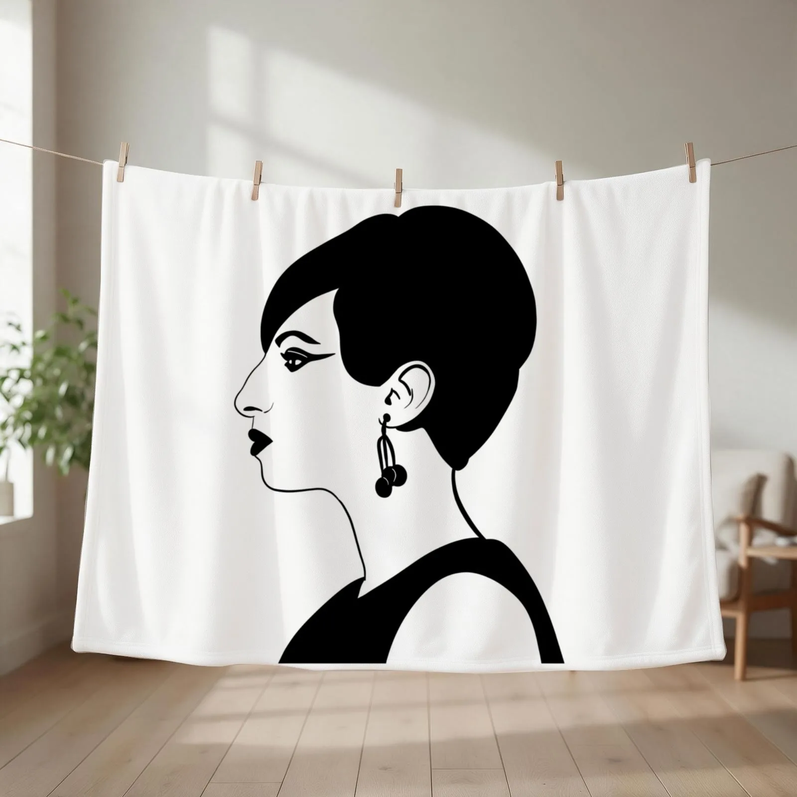Barbra Streisand Profile Throw Blanket couch cozy soft plush fuzzy picnic outdoor blanket