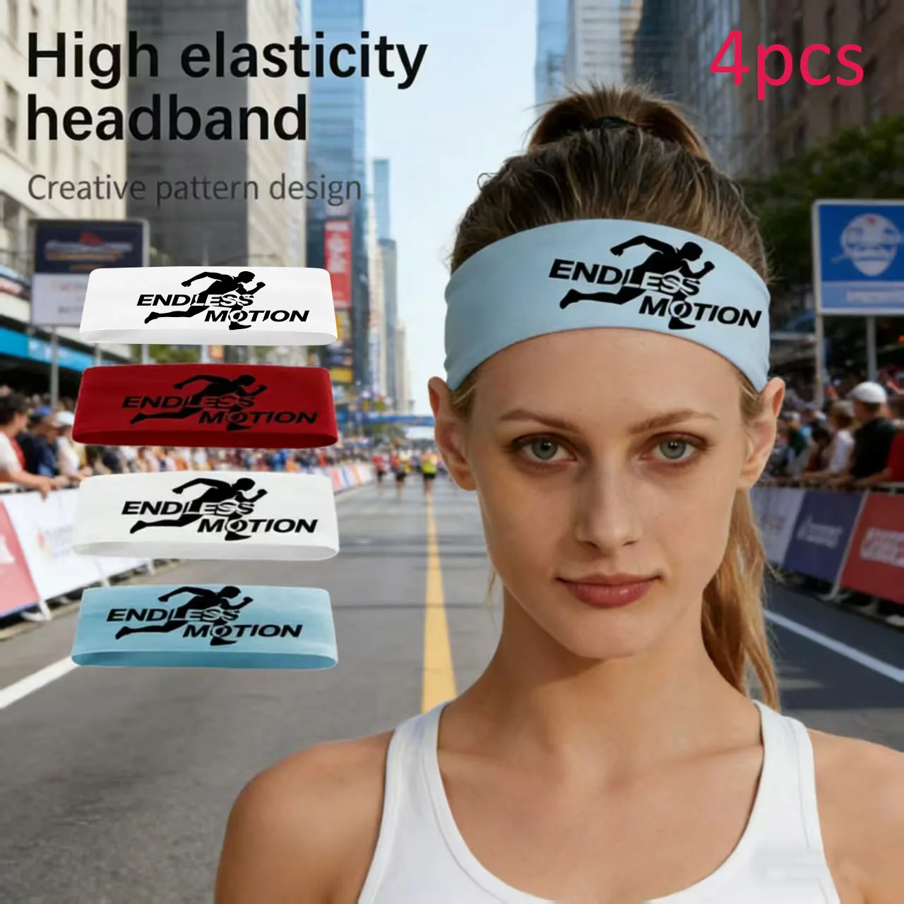 

4pcs unisex sweatproof sports headband with loose and non slip hair accessories suitable for basketball, fitness, and marathon