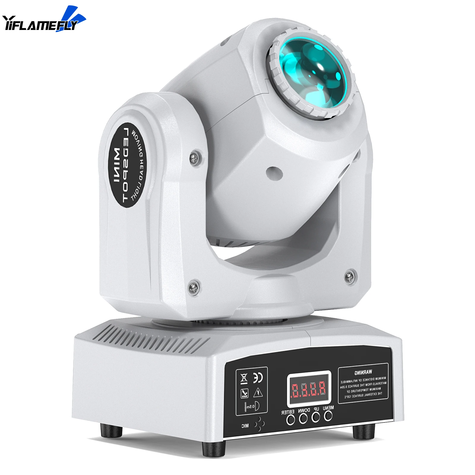 

Yiflamefly 120W White Stage RGBW LED Moving Head 8 Colors + 8 Gobos DMX512 Voice Control For Christmas Party DJ Disco Wedding