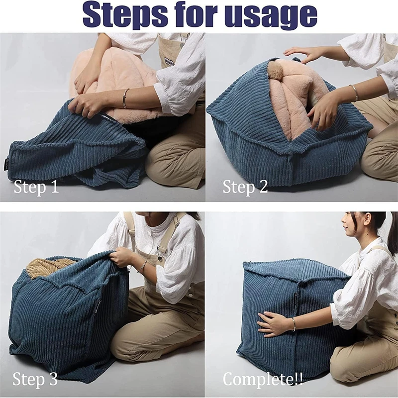1 PCS Unstuffed Square Pouf Ottoman Storage Footrest Cover For Organizing Clothes Blankets Kids Toys Stylish Home Decor image 3