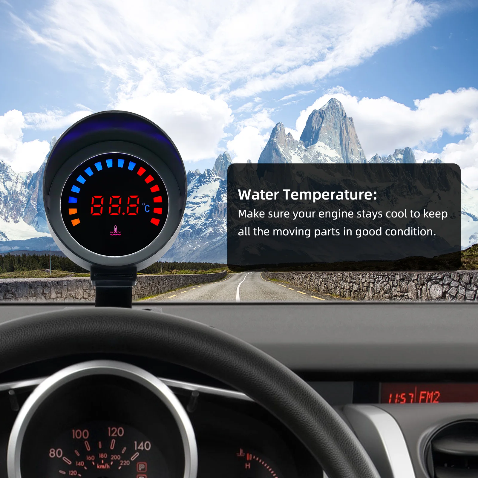 LCD Digital Water Temperature Gauge with 10mm Sensor Water Temp Meter For Car Gauge Modification Celsius Meter 12V/24V