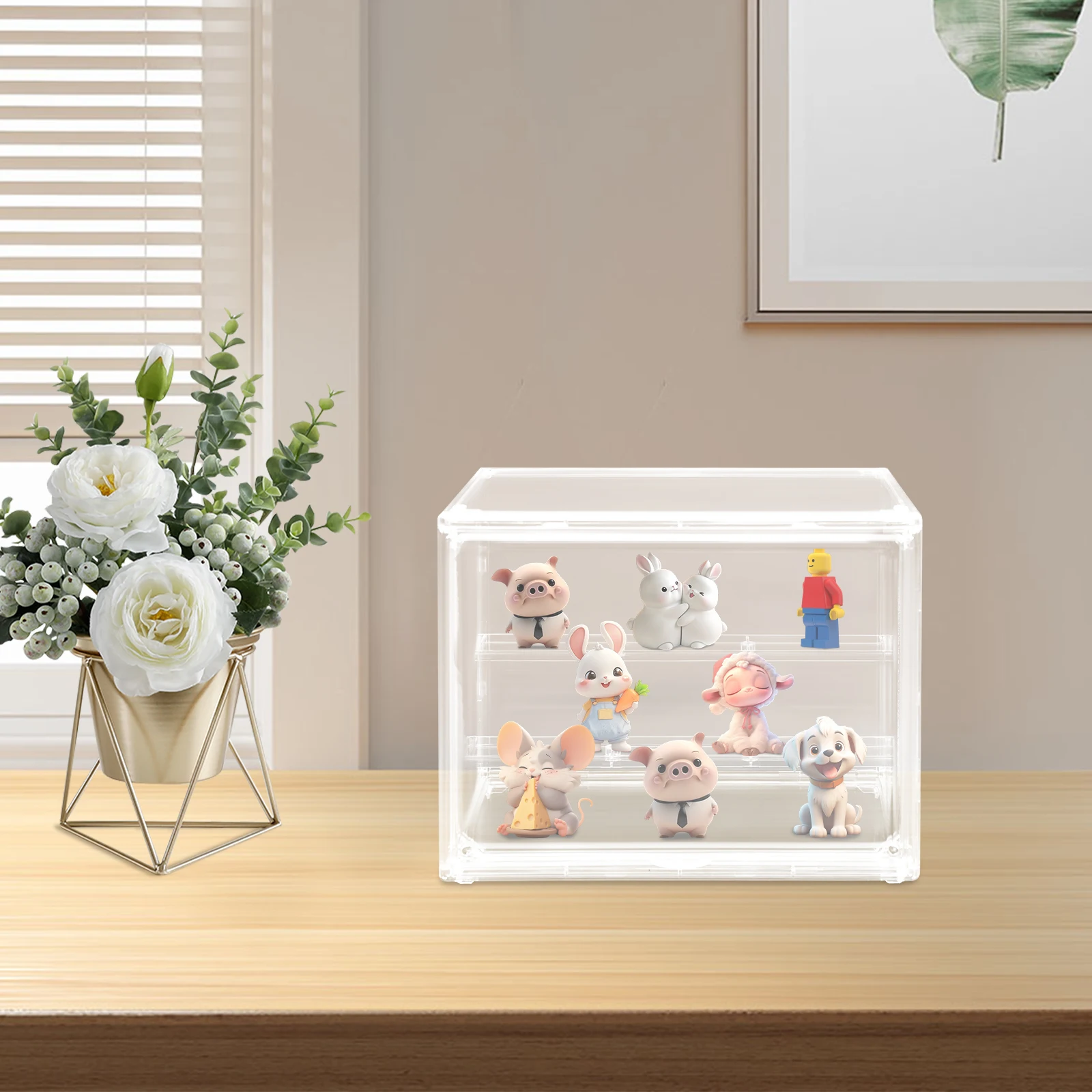 

Clear PET Display Case, Modern Rectangle Storage Box with High Load-Bearing 10kg/22.05lbs,Transparent Organizer for Tabletop