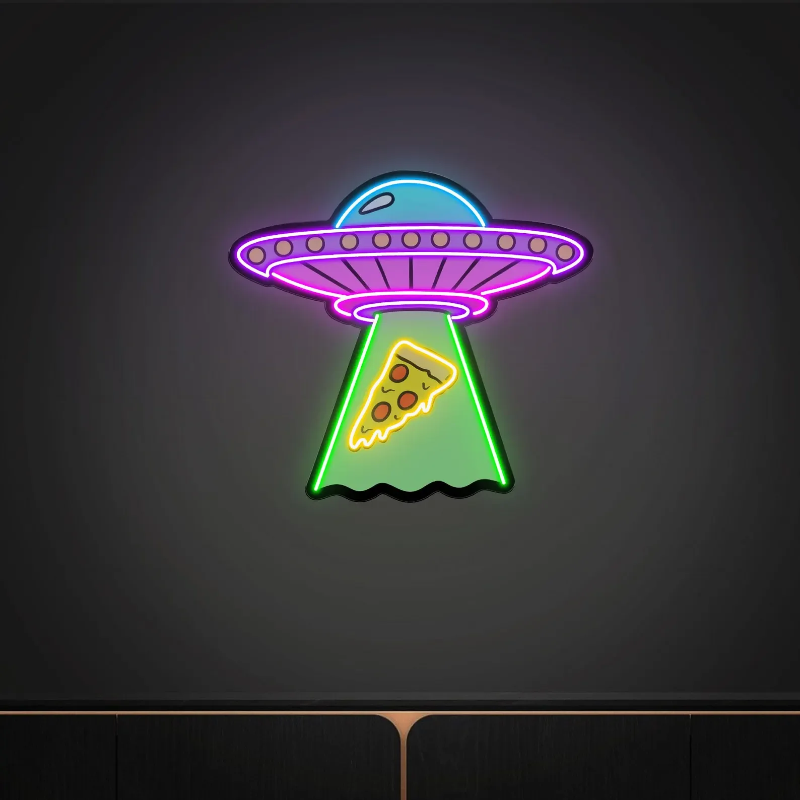 

UFO Neon Sign,Pizza Neon Wall Decor,Flying Saucer Bedroom Neon Sign,Alien Neon,Fast Food Sign,Restaurant NeonSign,UFO Lover Gift