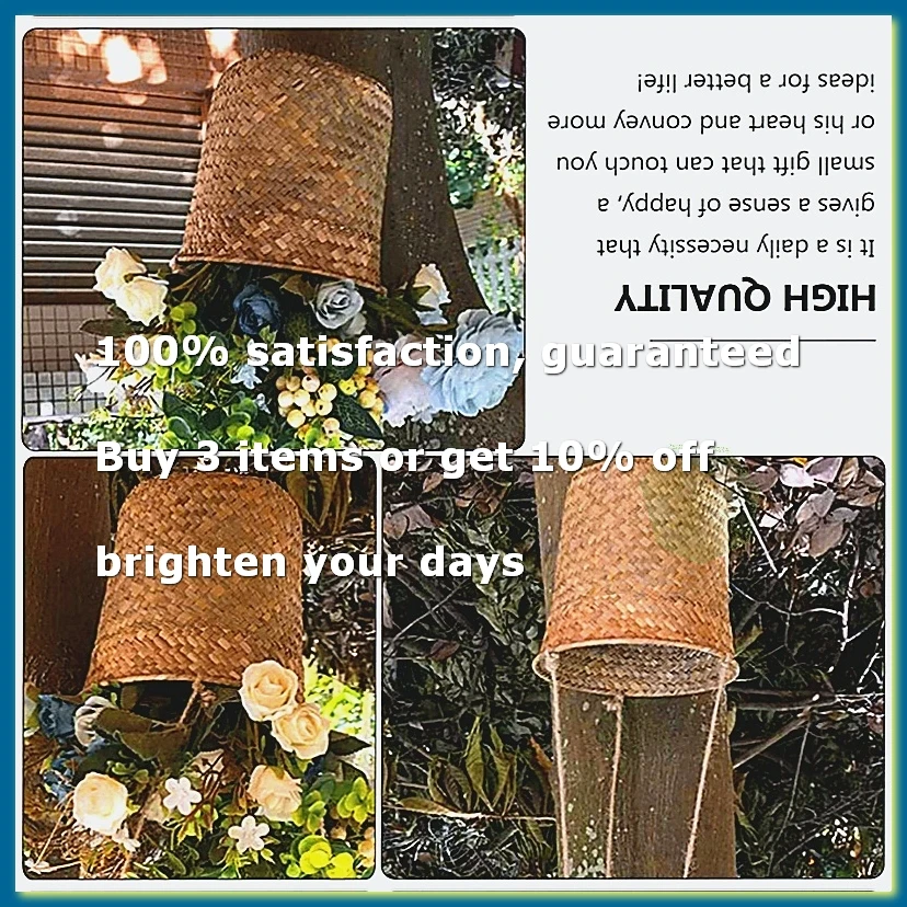3-Piece Hand-Woven Storage Basket Wicker Hanging Flower Pot Basket Plant Basket Indoor and Outdoor Flower Container