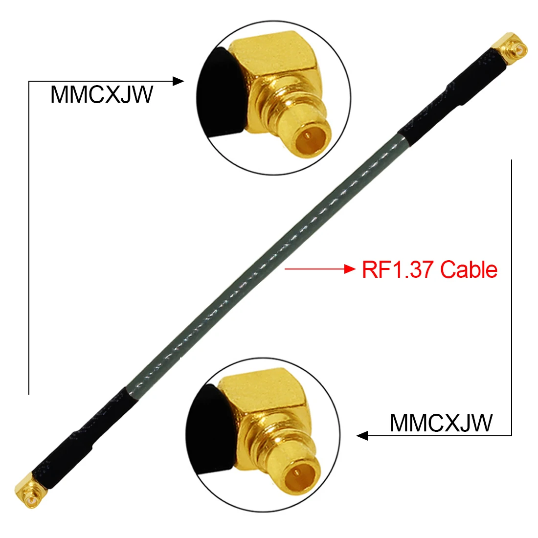 1PC Modem Extension MMCX Male Right Angle to MMCX Plug RA 90-degree Pigtail Adapter 1.37mm Cable 15cm 6