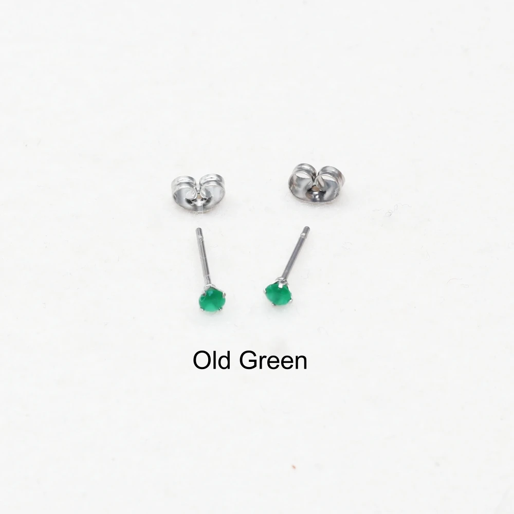 3 mm AAA runde, farbenfrohe Zirkonia-Ohrstecker mit Edelstahlnadel, Vintage-Schmuck, 20 Farben zur Auswahl, antiallergisch. – Detail 3