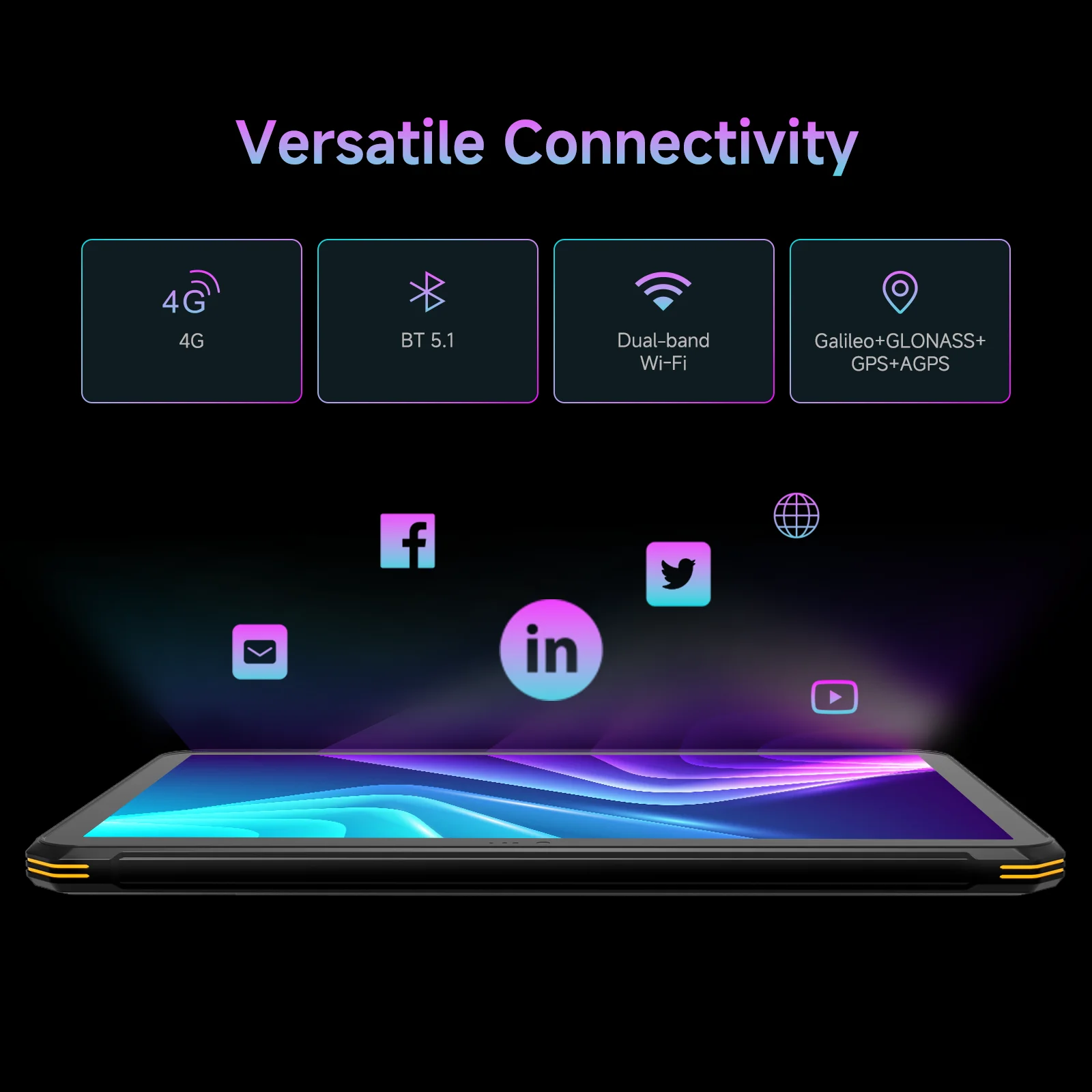 T1 Max IP68 مقاوم للماء Android 14 لوحة خارجية 11 بوصة كمبيوتر لوحي متين مع بطارية 10000 مللي أمبير في الساعة