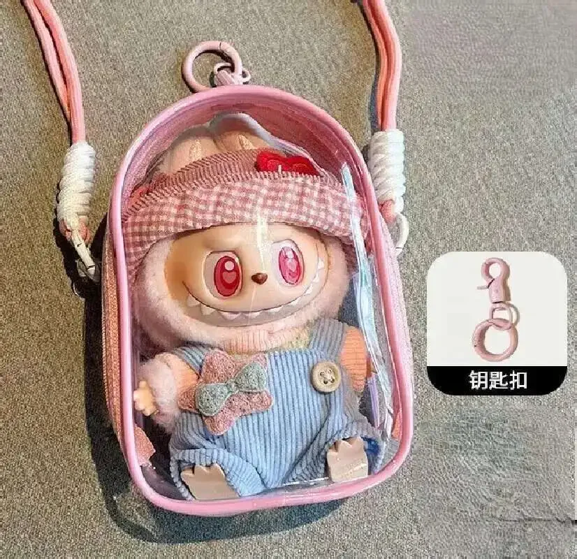 

For Labubu Protect Case Labubu Sitting Party 15cm Cotton Doll Shoulder Pain Bag PVC Storage Bag Labubu