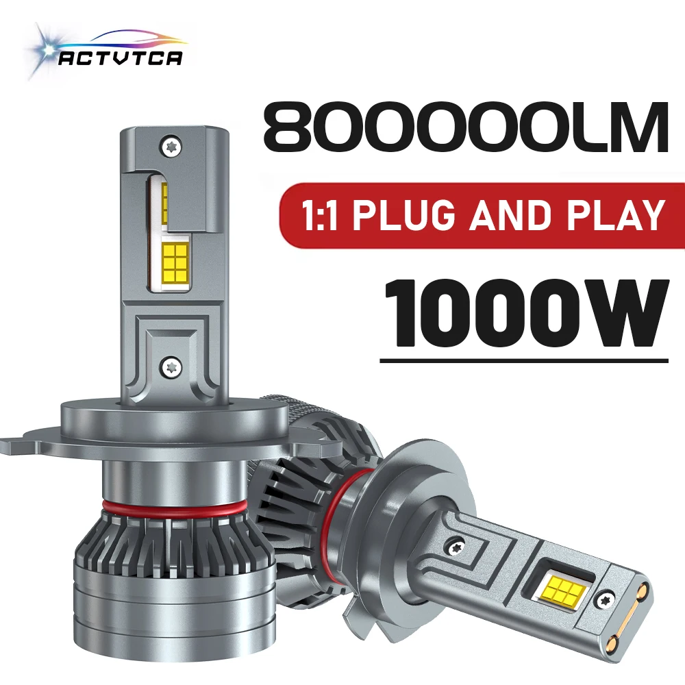 

ACTVTCA 2 шт. 1000 Вт мини-светодиодные фары H1 H4 H7 H8 H9 H11 9005 HB3 9006 HB4 светодиодные автомобильные фары 800000 Автолампы LM 6000K 12В 24В