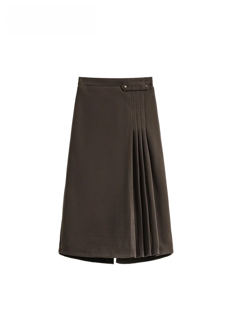 

Юбка женская шерстяная с высокой талией больших размеров, повседневная, модная, стройнящая, для полных женщин, весенняя коллекция