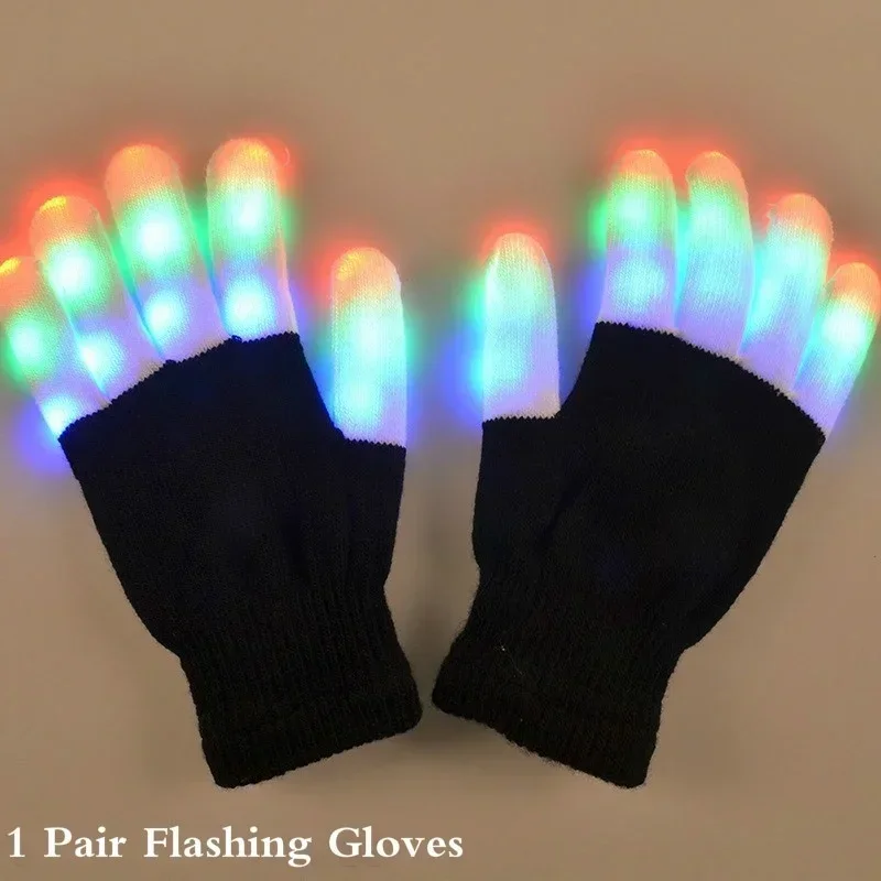 New Colorful Finger Glowing Glove for Kid Adult LED Light Flashing Magic Gloves Gloves Party Decoration Halloween Lighting Decor