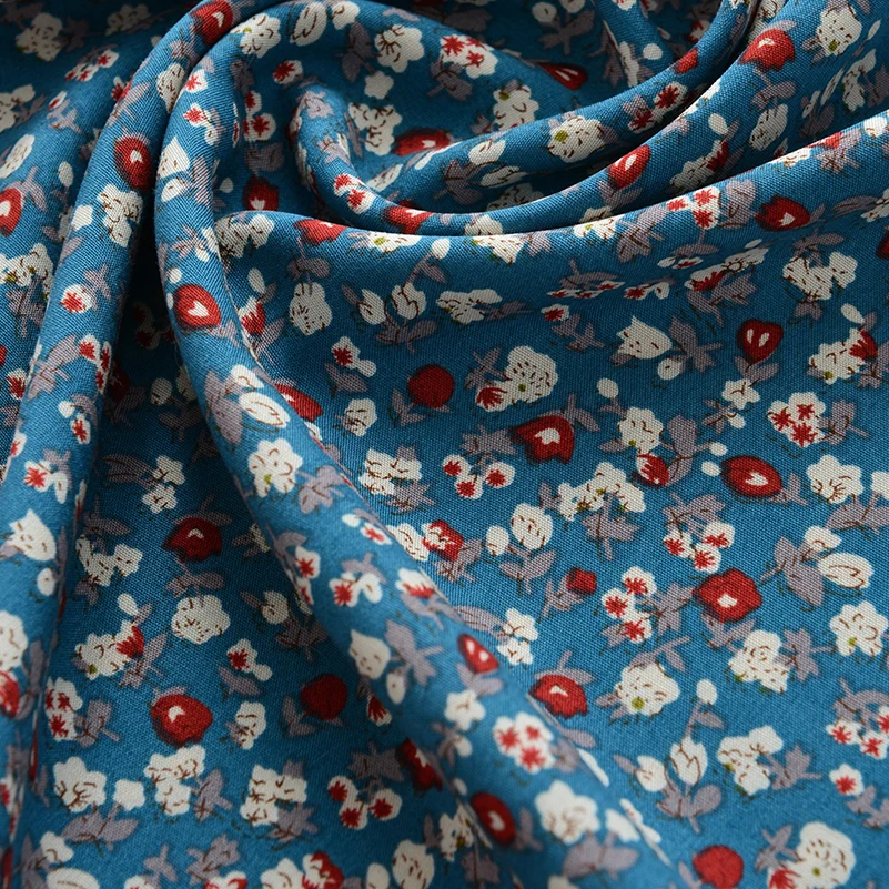 Floral Pastoral Viscose Fabric Dark Color Thin And Light Breathable for Sewing Clothes Rayon by Half Meter