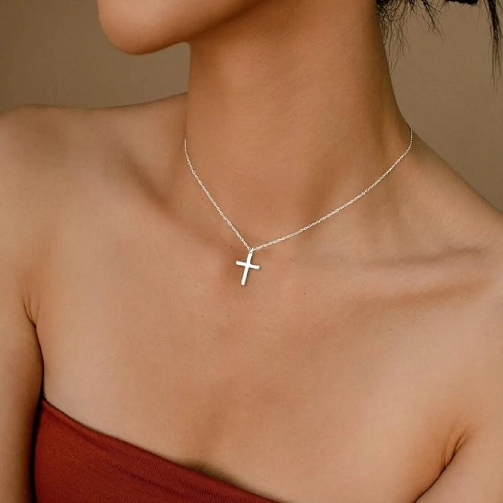 

Cross Necklace for Women - Dainty 14K Gold Plated/Sterling Silver Layered Cross Pendant Simple Cute Necklaces for Women